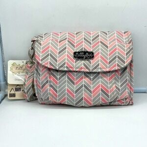 NEW Lillybet by Demdaco Diaper Clutch chevron pink&gray multiple way to …